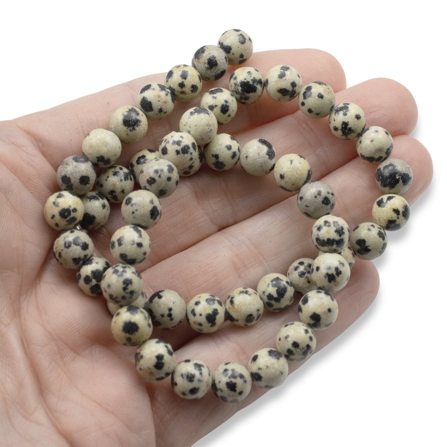 Dalmatian Jasper Beads 8mm, Natural Spotted Stone Beads, Earthy Gemstone, 15" Strand