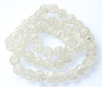 Transparent 8mm Crackle Glass Beads 50-Pack for Jewelry and Craft Projects