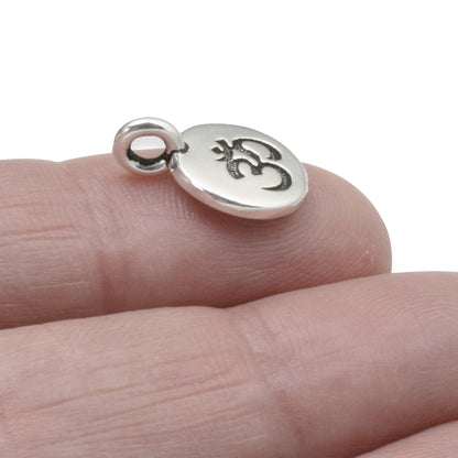 Om Charms Silver 2 Pack, TierraCast Hindu Yoga Meditation, Small Projects Spiritual Pendants, DIY Gifts