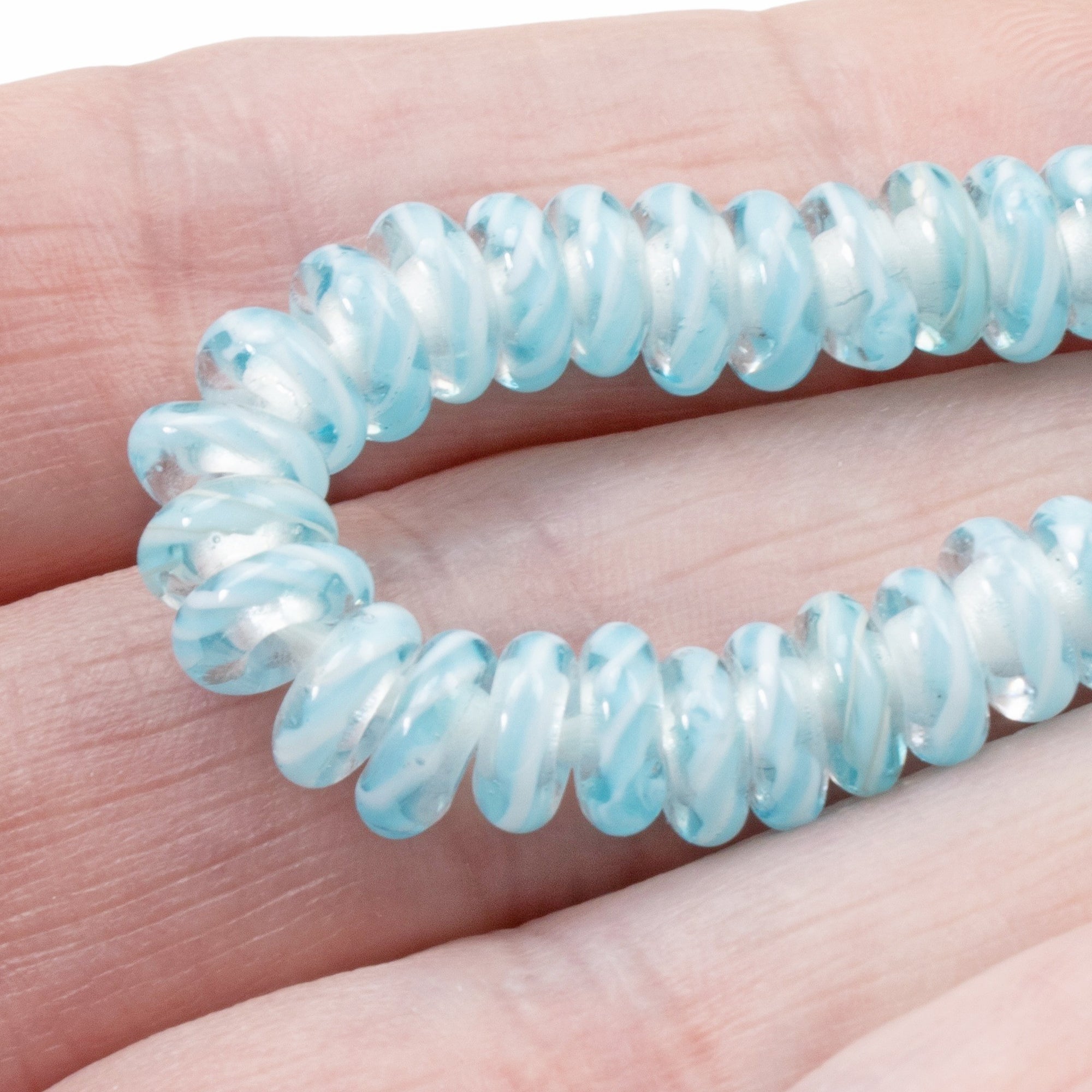 50pc Crow White Aqua Marble Color Glass Bead/ Glass Beads/rustic Glass Beads/macrame  Beads/ 9mm Beads. E3-1651094 