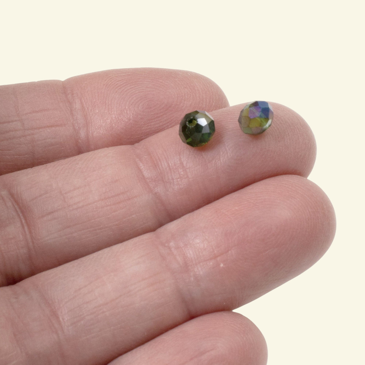 Forest Green Glass Beads - Faceted Rondelle + AB Finish Holiday 50-Pack
