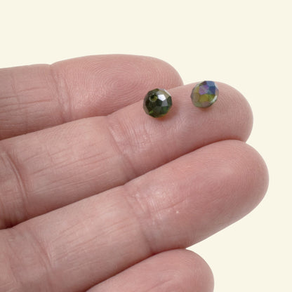 Forest Green Glass Beads - Faceted Rondelle + AB Finish Holiday 50-Pack