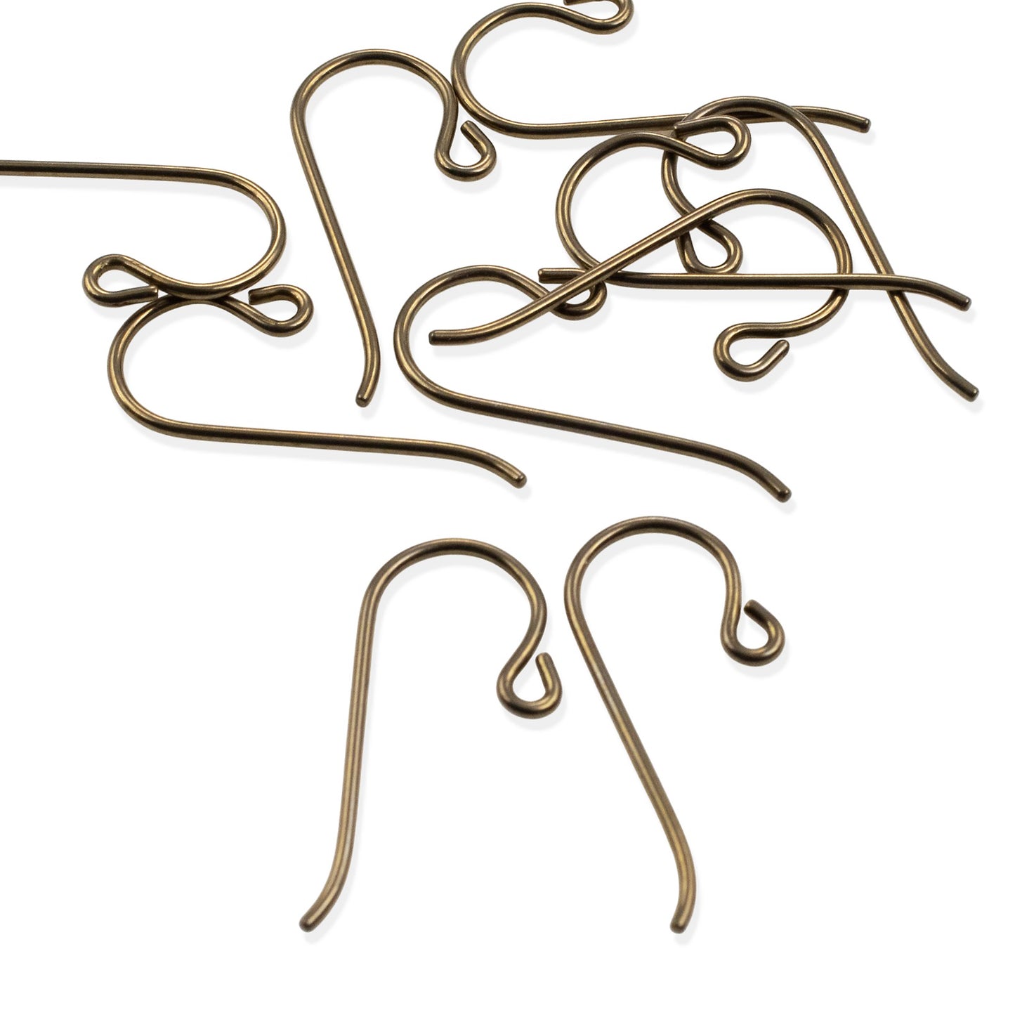 50-Pack Antique Brass Niobium Small Loop Ear Wires: Hypoallergenic French Hook