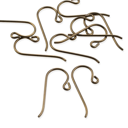 50-Pack Antique Brass Niobium Small Loop Ear Wires: Hypoallergenic French Hook
