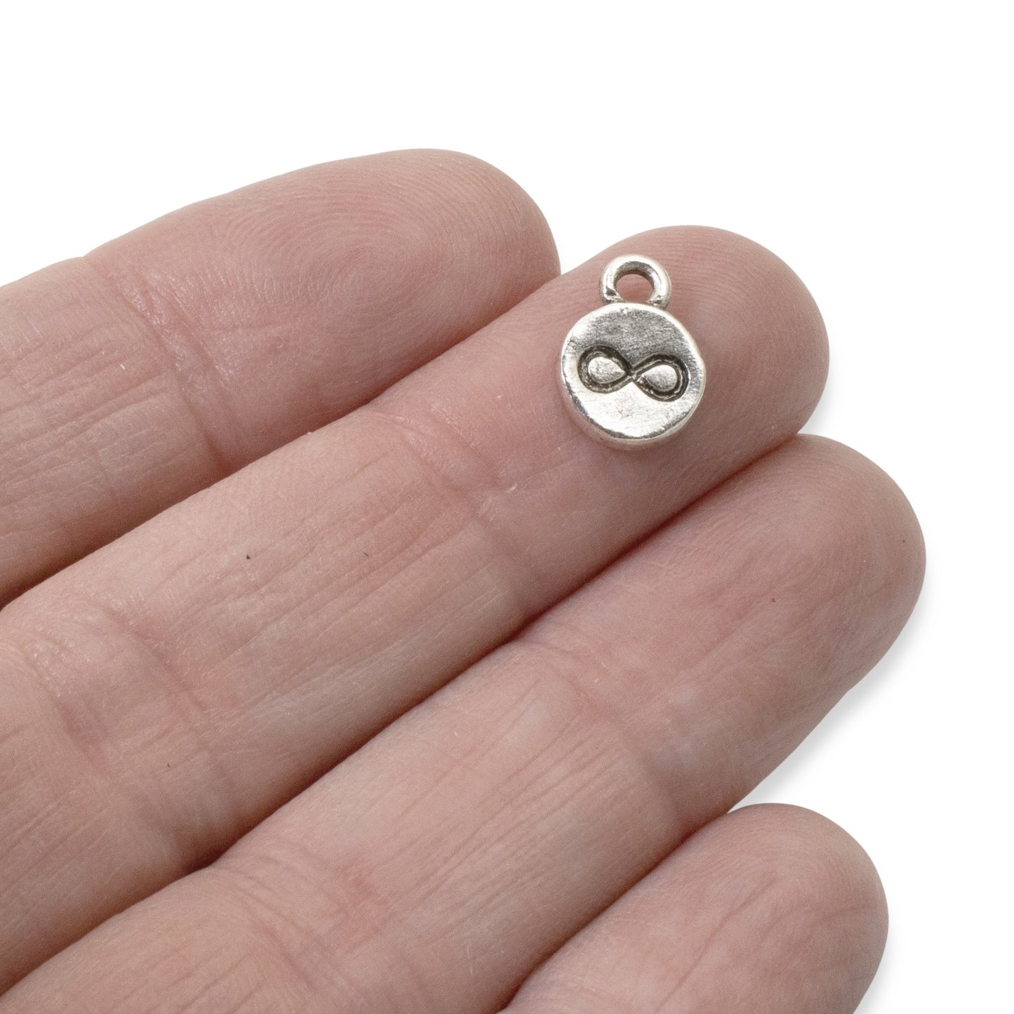 Silver Infinity Charms, 4-Pack Endless Possibilities Symbols, Rustic Design, Nunn Design USA Made