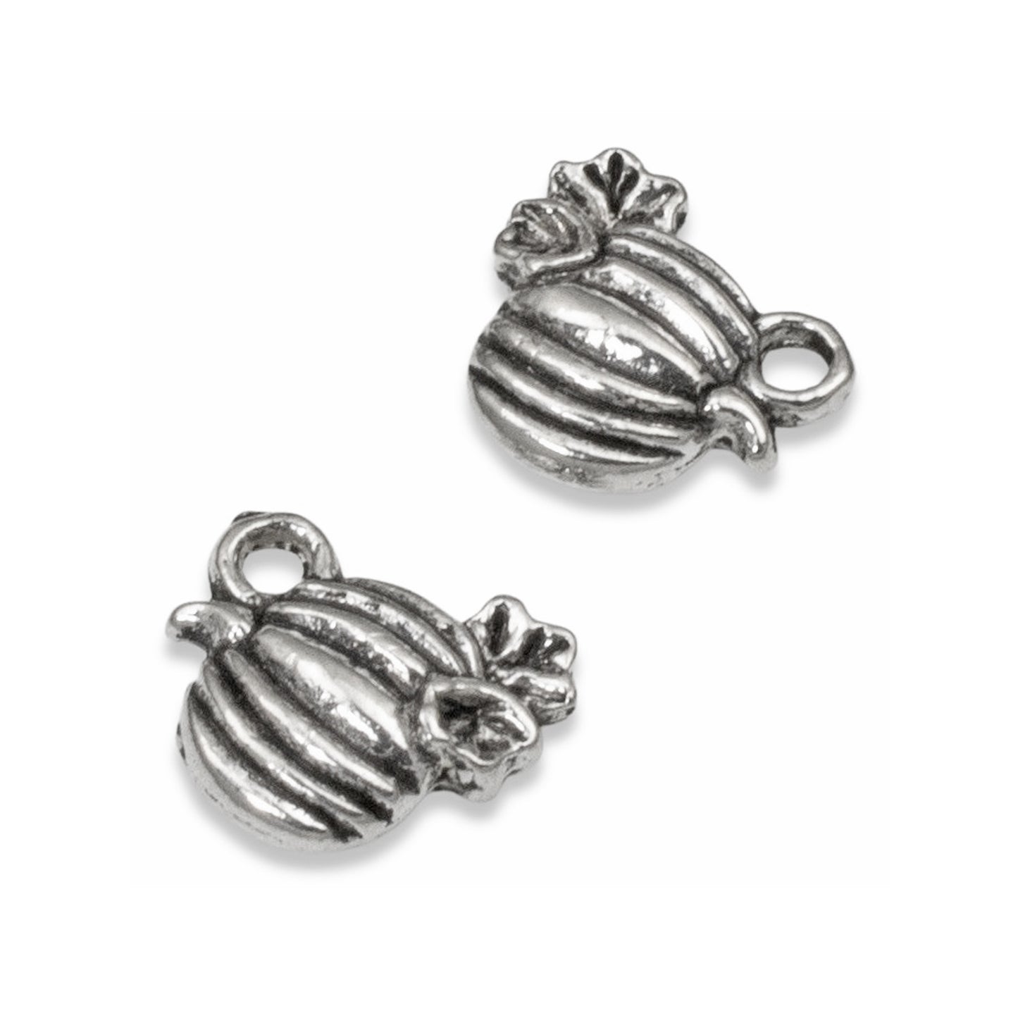 50 Silver Mini Pumpkin Charms for Fall Halloween Jewelry Crafting & Accessories