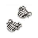 50 Silver Mini Pumpkin Charms, Metal Pumpkins for Fall Halloween Jewelry Making