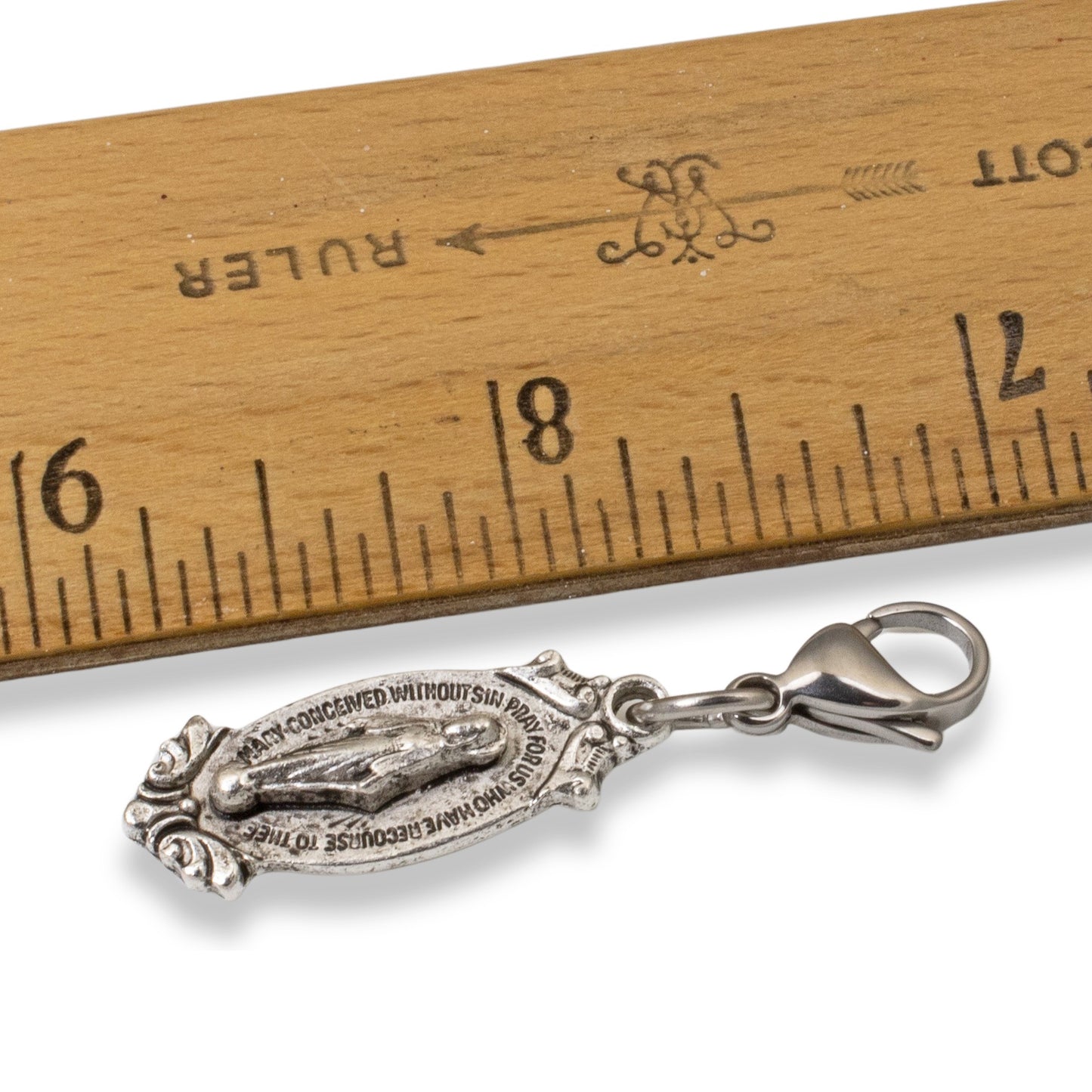 Miraculous Medal Clip On Charm: Silver Virgin Mary Catholic Jewelry Gift