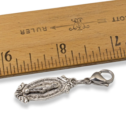 Miraculous Medal Clip On Charm: Silver Virgin Mary Catholic Jewelry Gift