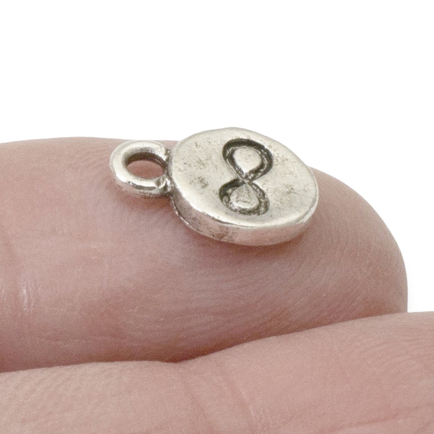 Silver Infinity Charms, 4-Pack Endless Possibilities Symbols, Rustic Design, Nunn Design USA Made