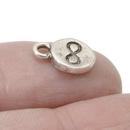 Silver Infinity Charms, 4-Pack Endless Possibilities Symbols, Rustic Design, Nunn Design USA Made