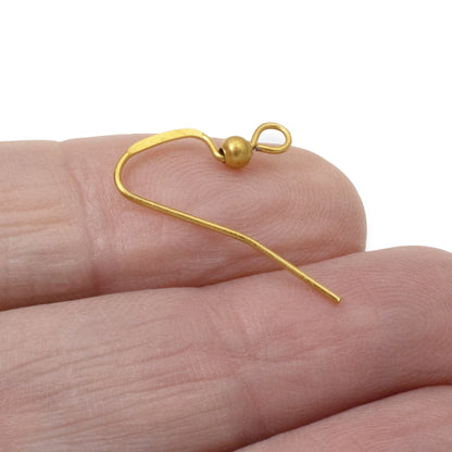 20 Gold-Plated Stainless Steel Ear Wires + 3mm Accent Bead - Long Earring Hooks