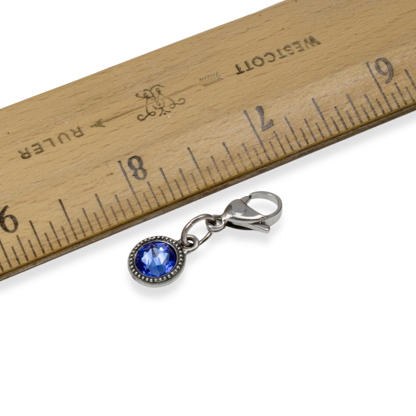 September Birthstone Clip-On Charm, Sapphire Crystal with Clip-On Design and Lobster Clasp, Unique Present for Birthday, Small Gift