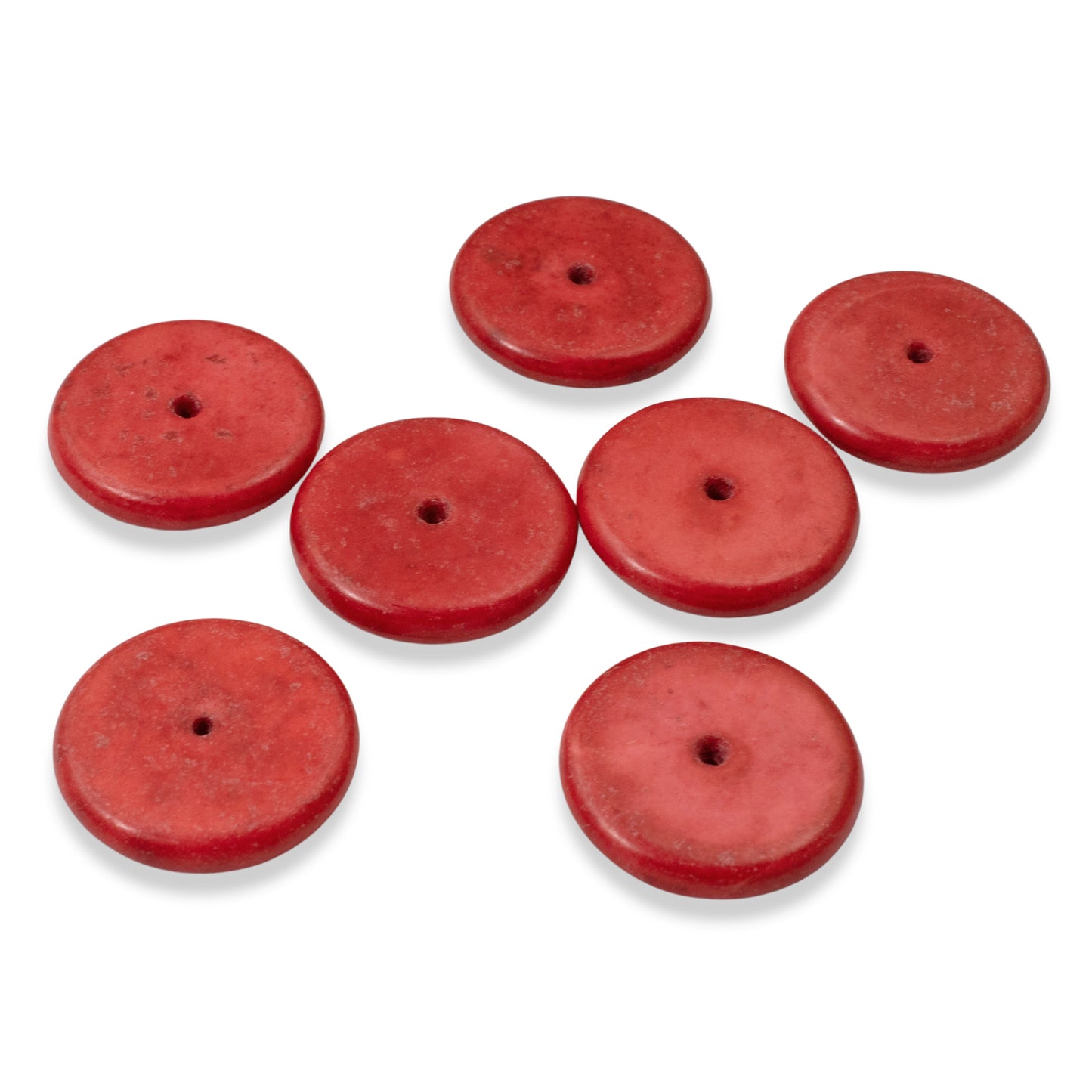 25-Pack 20mm Red Magnesite Beads - Stone Heishi Disk Spacer - DIY Crafts