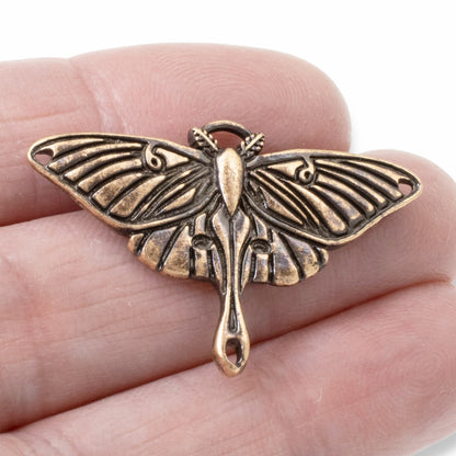 1 Copper Luna Moth Pendant - Nature-Inspired Link for Artful Jewelry-Making