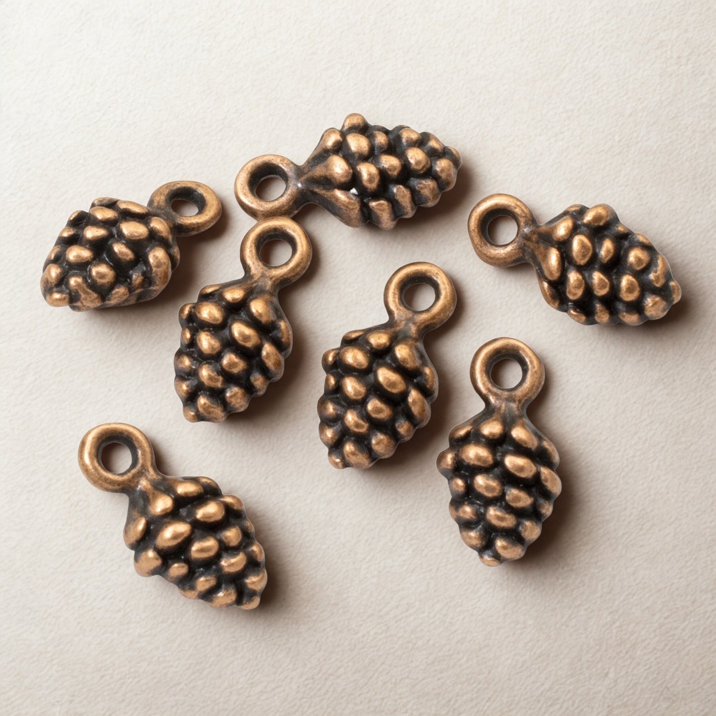 Pine Cone Charms: Copper Finish 3D Woodland Nature Jewelry Making 20 Pack