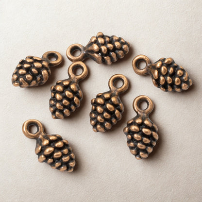 Pine Cone Charms: Copper Finish 3D Woodland Nature Jewelry Making 20 Pack