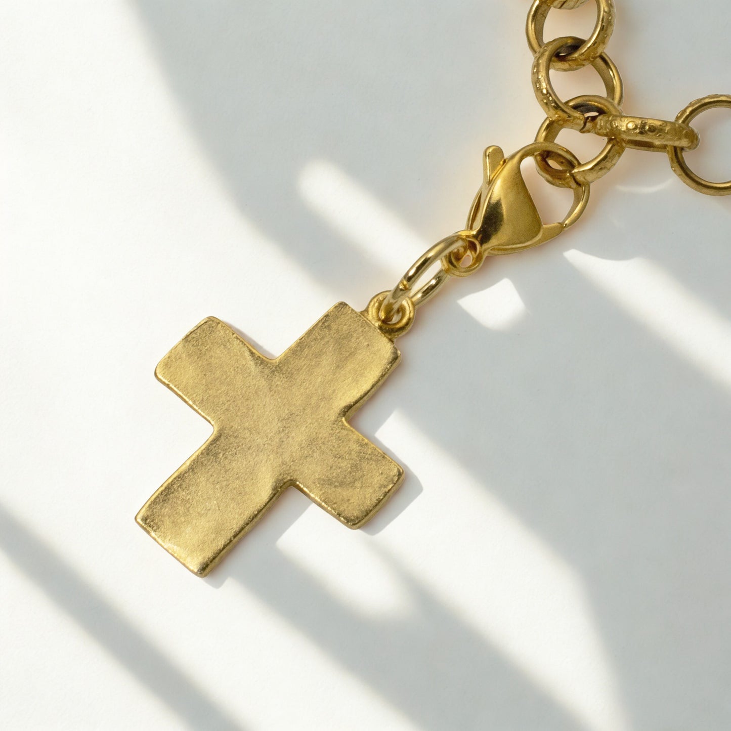 Gold Cross Clip-On Charm: 24k Plated Religious Pendant Purse Bag Accessory