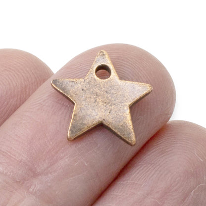 Celestial Copper Star Charms, 2Pc Antique Metal Stamping Flat Tags, DIY Jewelry