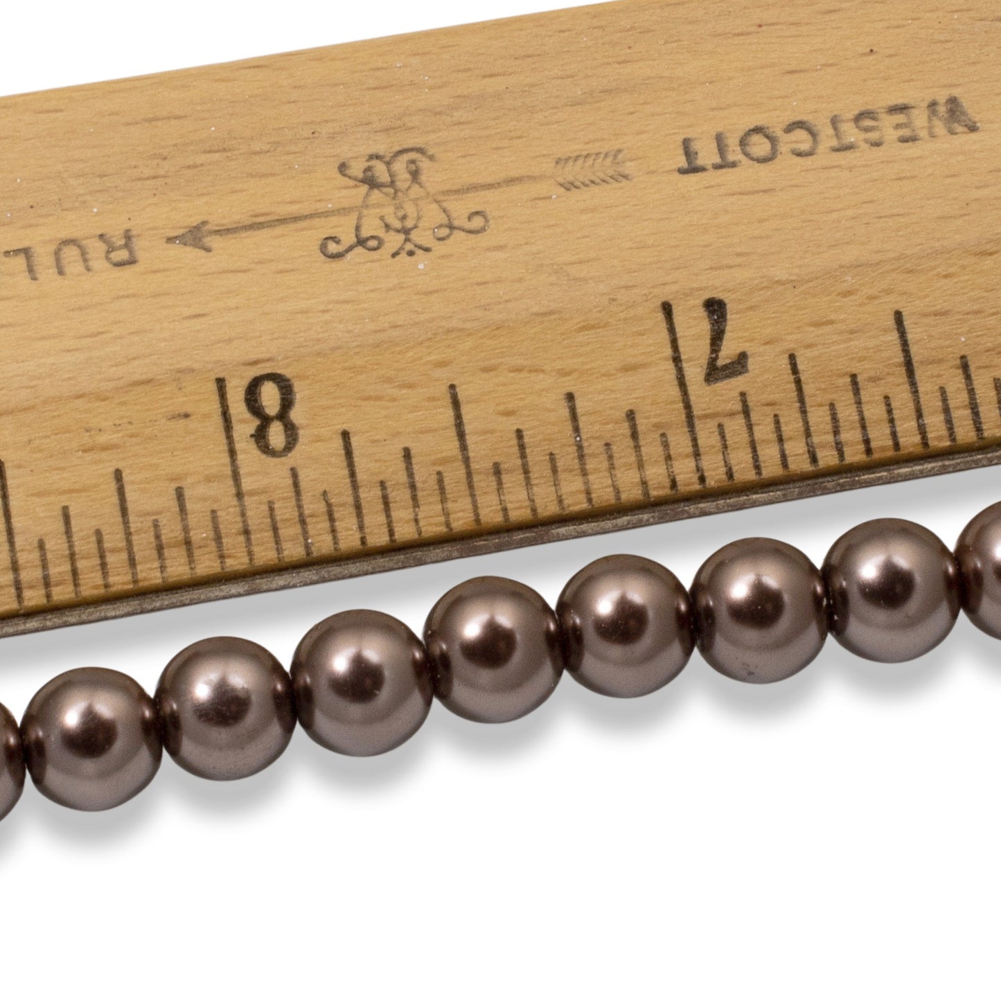 8mm Chocolate Brown Glass Pearls 7-Inch Strand, Fall Autumn Jewelry Making