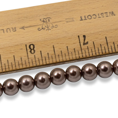 8mm Chocolate Brown Glass Pearls 7-Inch Strand, Fall Autumn Jewelry Making