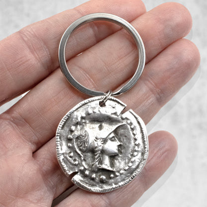 Athena Coin Keychain: Greek Goddess Wisdom Symbol, Achievement Gift