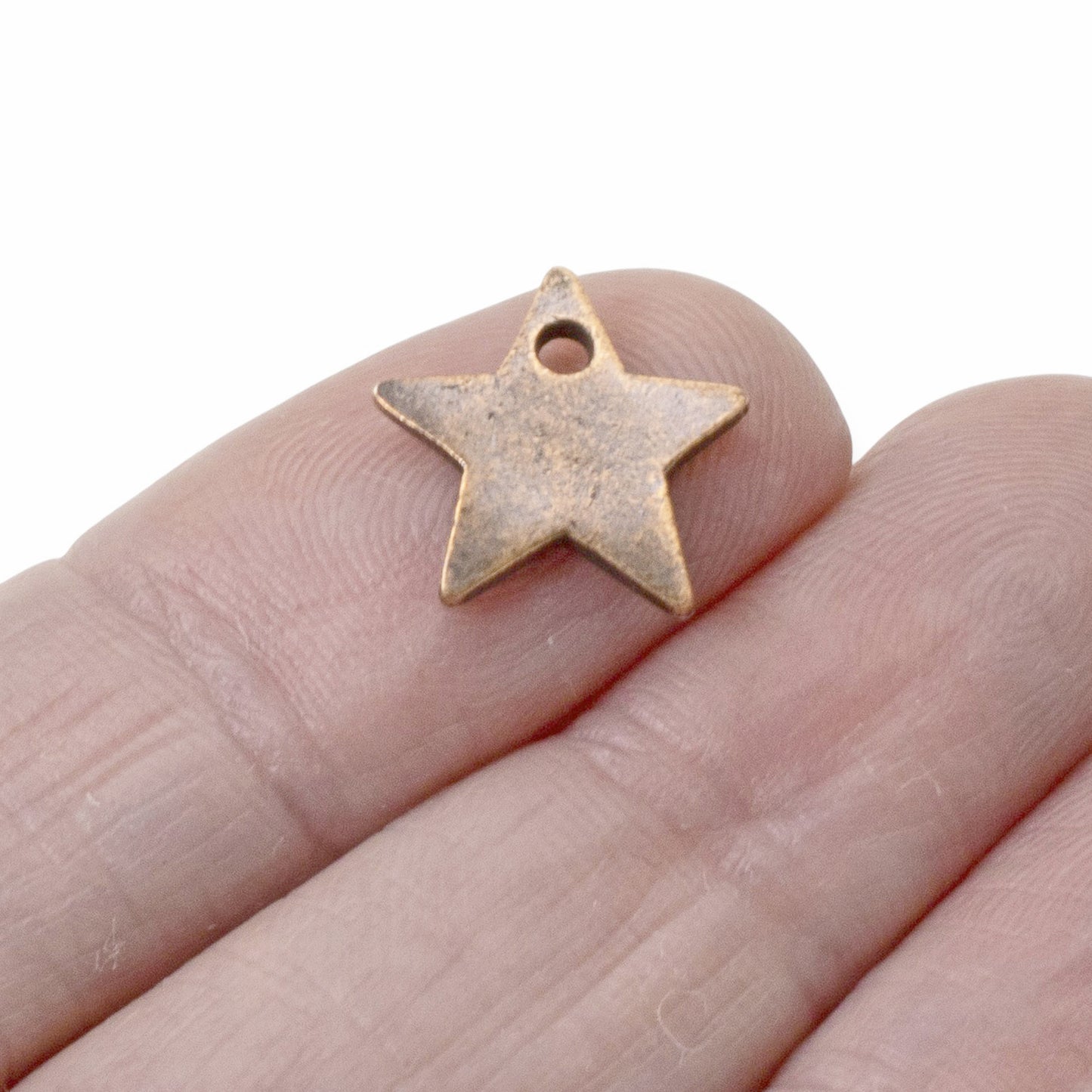 Celestial Copper Star Charms, 2Pc Antique Metal Stamping Flat Tags, DIY Jewelry