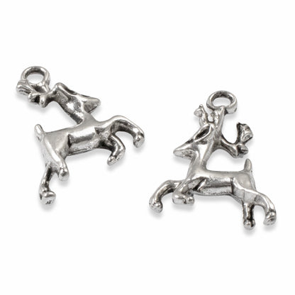 10 Silver Prancing Reindeer Charms - Vintage-Style - Christmas Jewelry & Crafts