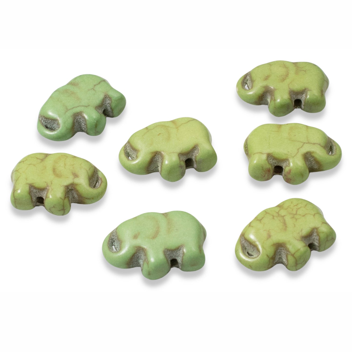 20 Whimsical Green Elephant Beads for DIY Jewelry, Crafts, and Boho Projects