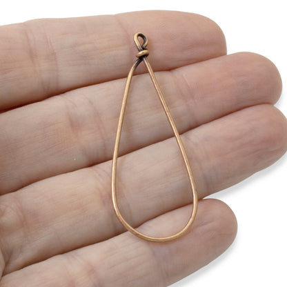 Large Copper Drop Frames, 2-Pack Teardrop Earring Findings, Wire Base for DIY Jewelry