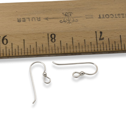 Sterling Silver Ear Wires with 2.5mm Bead 10-Pack, USA Made French Hook Earring Findings