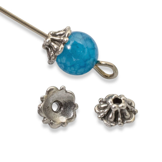 Silver Tiffany 6mm Bead Caps, BULK 50-Pack Small Ornate Caps for Jewelry Making