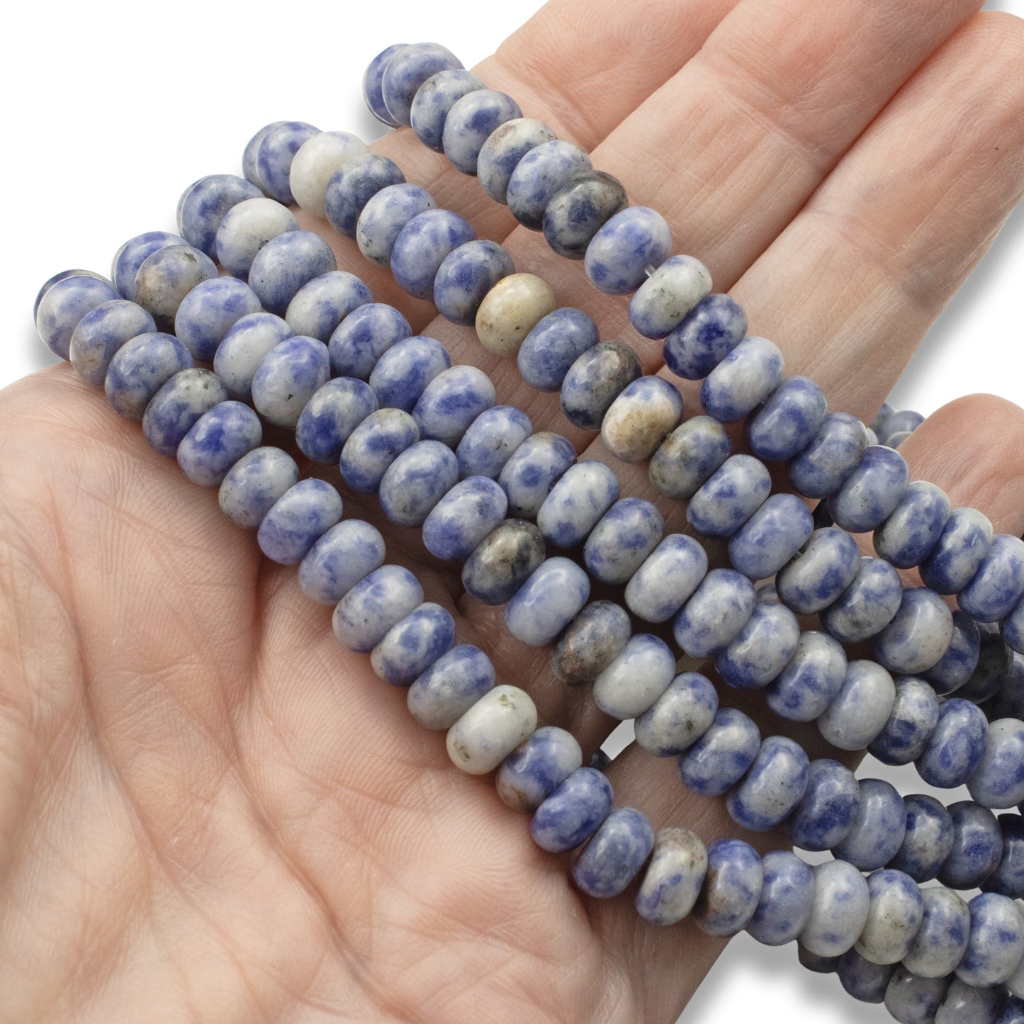 Denim Lapis Beads, Rondelle 5mm x 8mm, Blue Gray Gemstone Strand 78Pcs