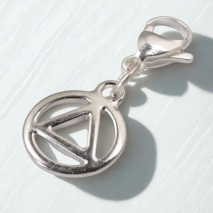 Recovery Bag Charm Silver Triangle, Sobriety Clip-On, Inspirational Symbol for Healing & Resilience, Encouragement Gift