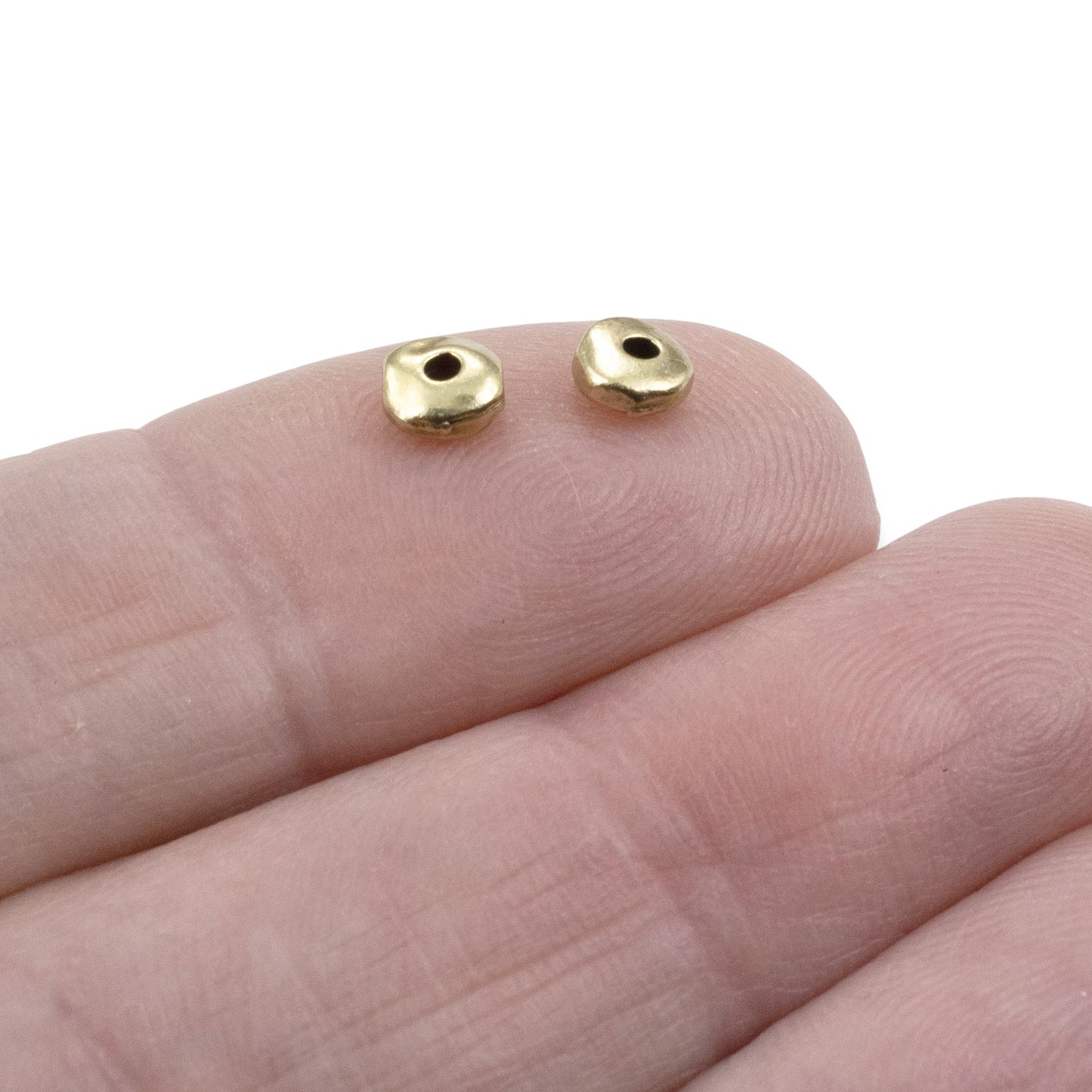 Brass Nugget Beads: Satin Brass Organic Pewter Spacers 5mm Limited Edition 25-Pack