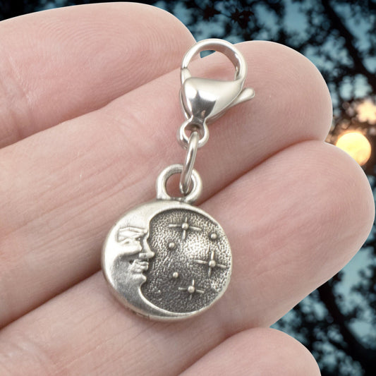 Starry Night Clip-On Charm, Celestial Moon Star Crystal, Dual-Sided Cosmic Jewelry, Astronomy Gift, Mystical Accessories, 1.5in