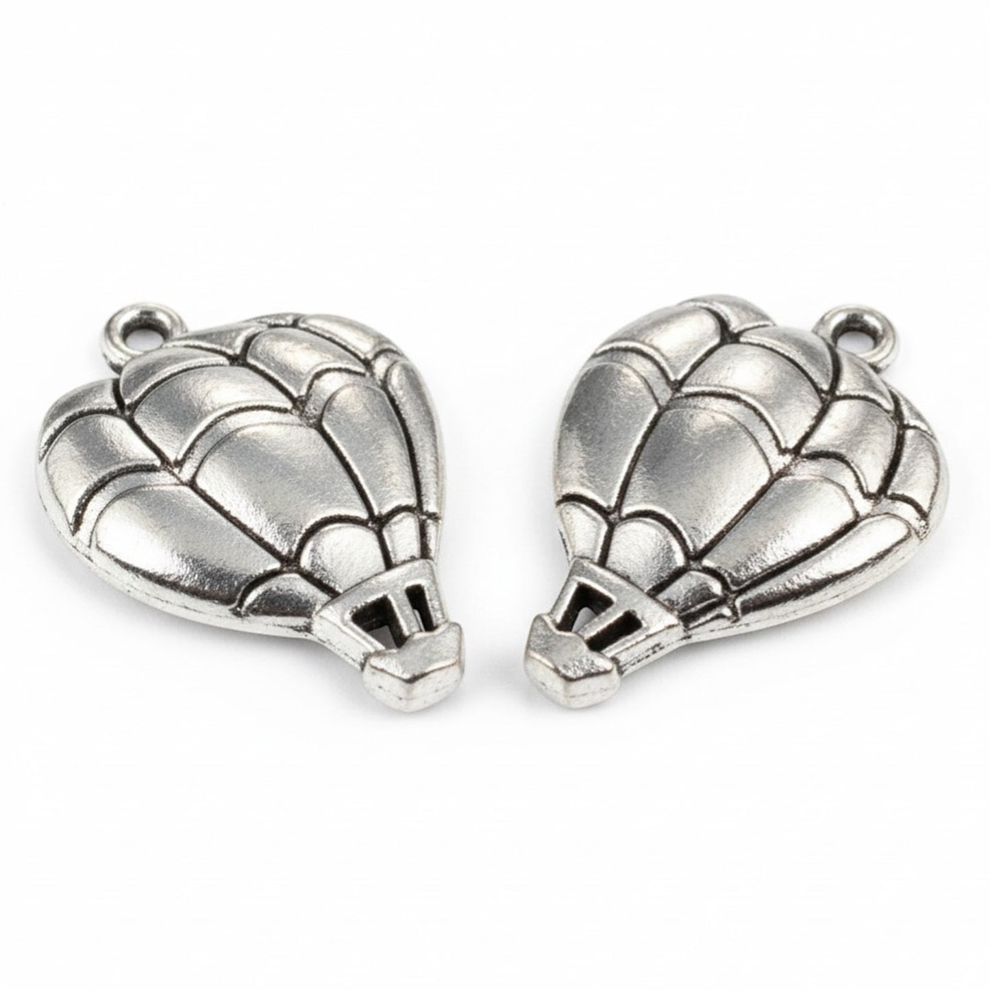Hot Air Balloon Pendants Silver Metal 10-Pack Adventure Necklace Keychain Supply