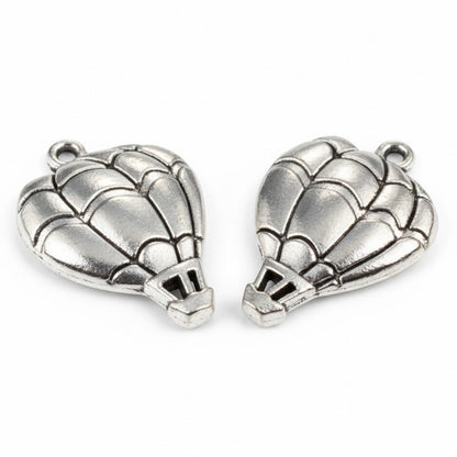 Hot Air Balloon Pendants Silver Metal 10-Pack Adventure Necklace Keychain Supply