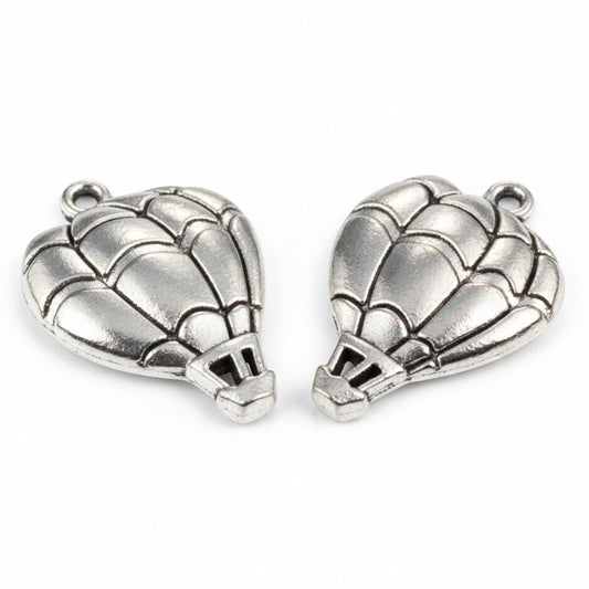 Hot Air Balloon Pendants Silver Metal 10-Pack Adventure Necklace Keychain Supply