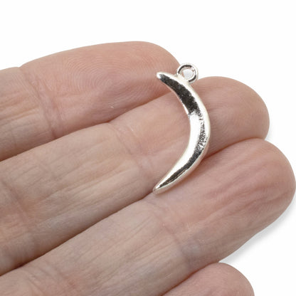 Primitive Moon Charms Silver: Celestial Crescent Sterling Jewelry Making 2-Pack
