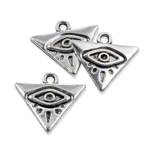 Evil Eye Triangle Charms 20-Pack, Mystical Spiritual Jewelry Supply