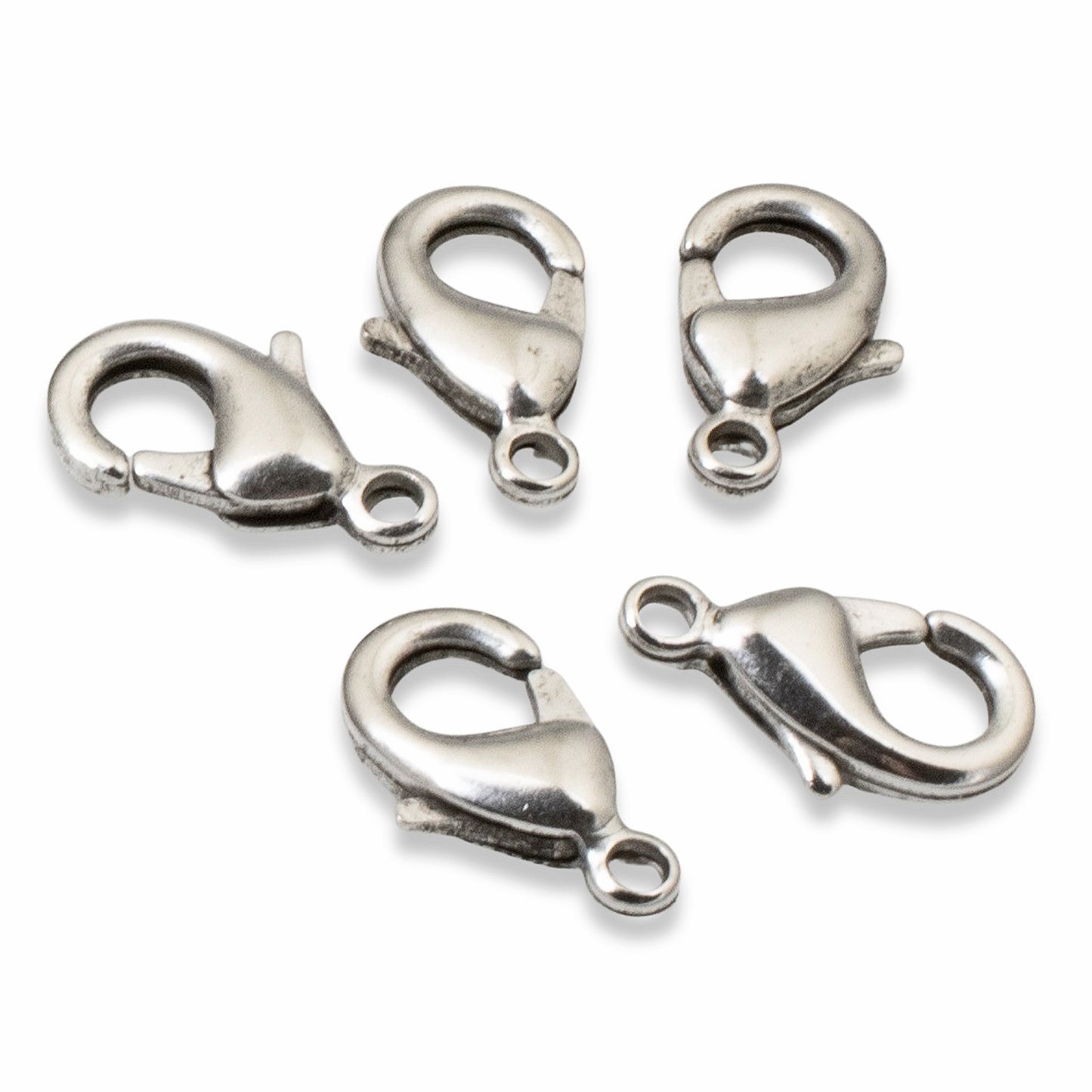 Antique Silver Lobster Claw Clasps: 8x15mm Vintage Style Jewelry Findings 5-Pack, Nunn Design