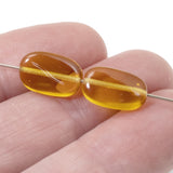 25 Golden Yellow Wavy Oval Beads - Czech Pressed Glass - DIY Jewelry Supply