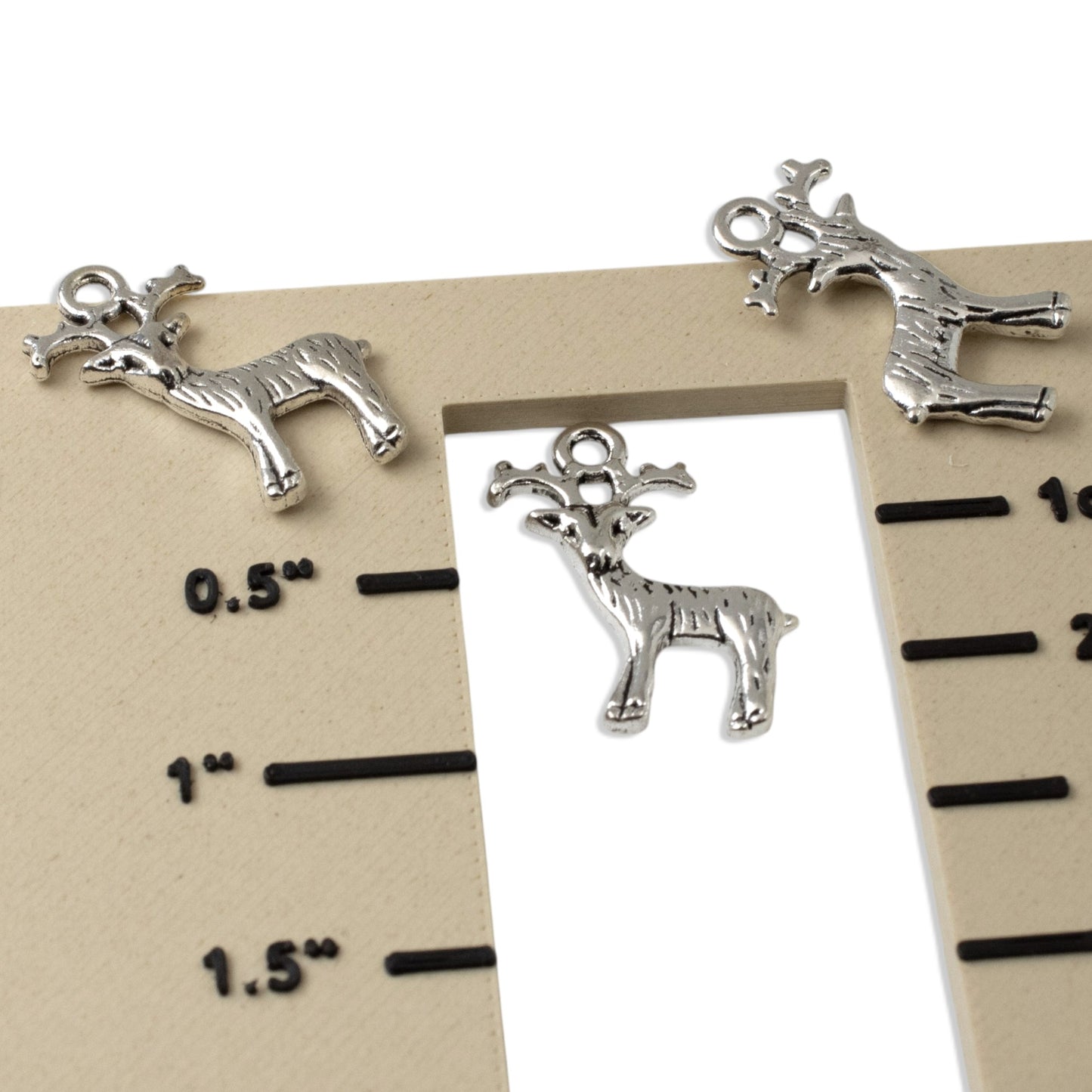 Silver Deer Charms: Nature Woodland Animal Pendant DIY 10-Pack