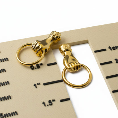 Hand Holding Ring Connector Gold Plated: Charm Holder Boho Pendant 2-Pack