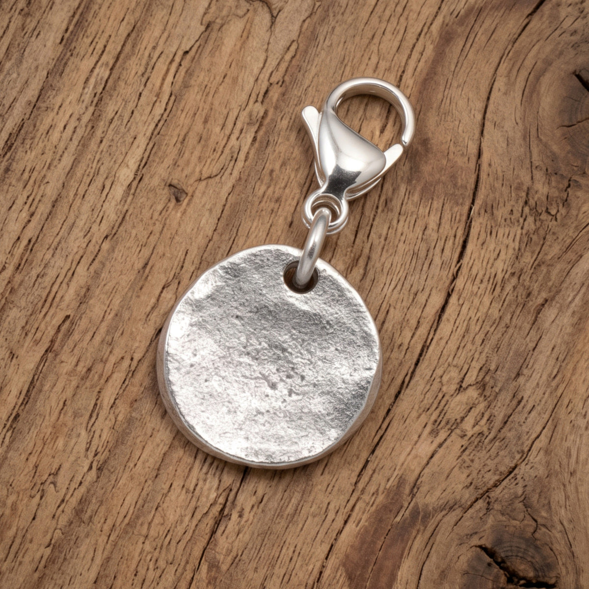 Silver Spiral Shell Clip-On Charm, Fine Silver Plated Pewter, Lobster Clasp