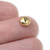 4 Gold Letter "P" Alphabet Beads, TierraCast Oval Initial Beads for DIY Jewelry
