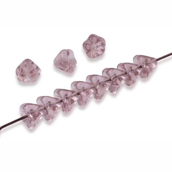 50 Baby Bell Flower Beads - Lavender - Czech Glass - 4x6mm Small Flowers