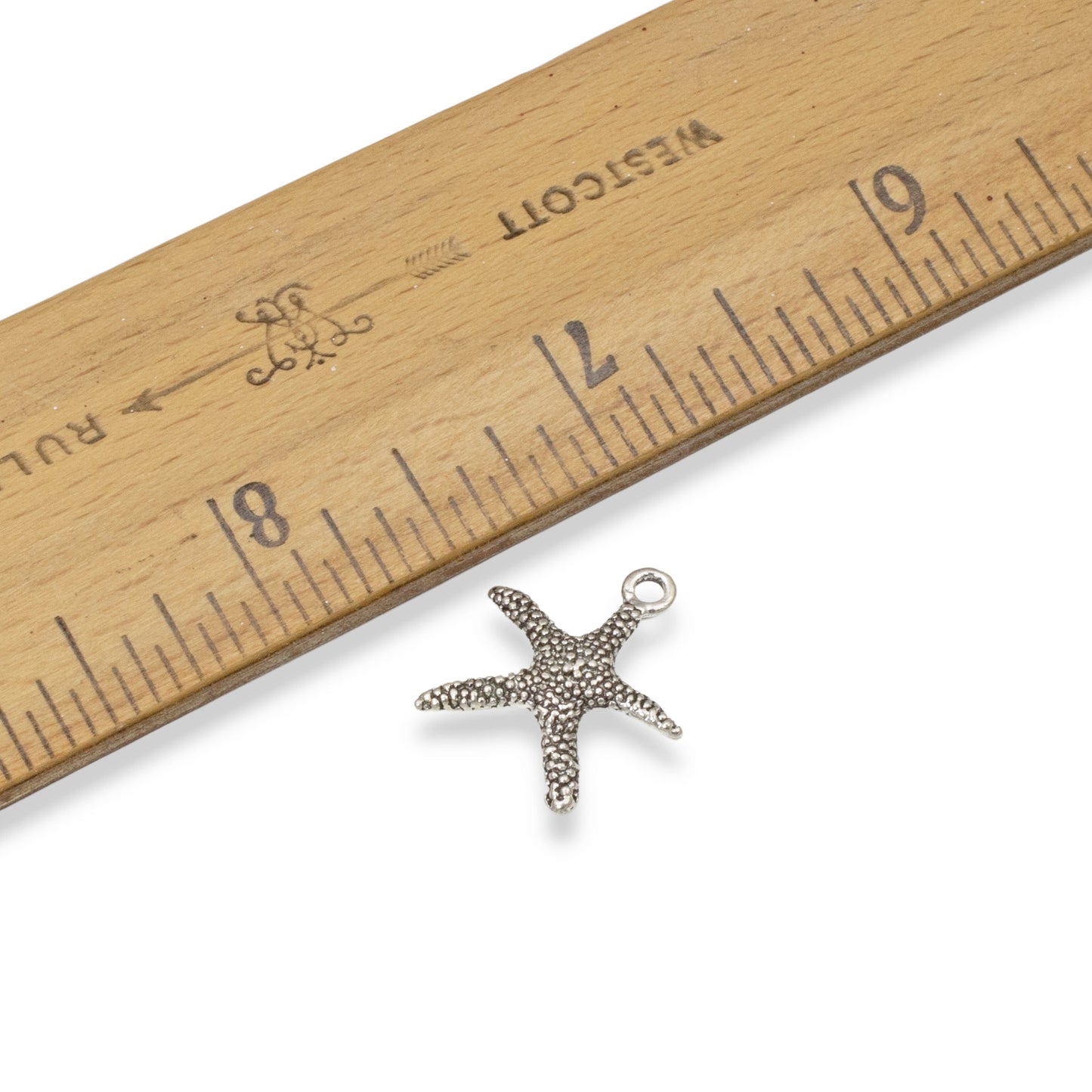 20 Silver Starfish Charms - Metal Beach Ocean Charm - Summer Jewelry Making