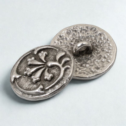 Silver Vignette Buttons, 4-Pack Floral Metal Shank Buttons for Wrap Bracelets